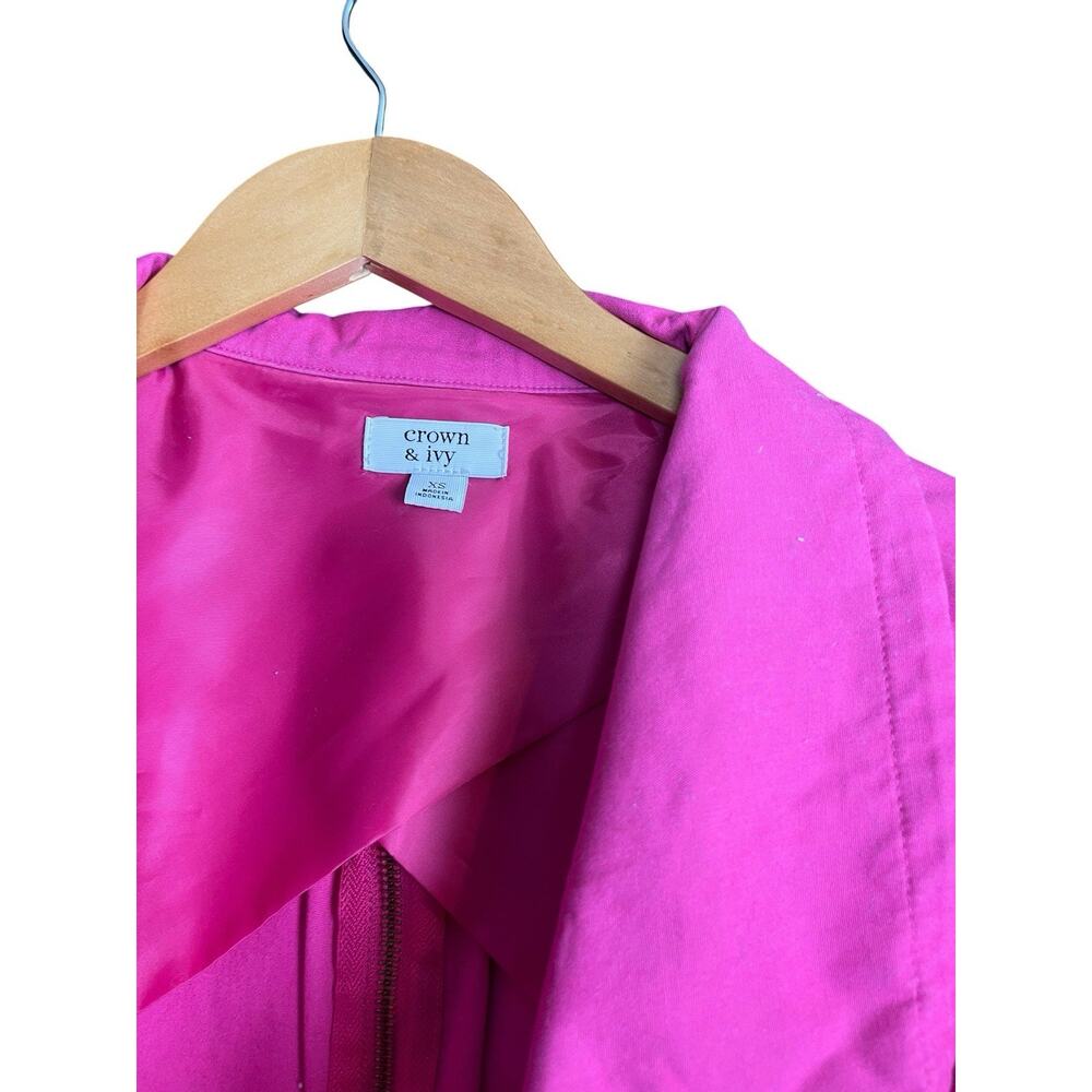 Crown And Ivy Jacket Womens XS Pink Woven Back Zipper Outdoor Cargo Full Zip - Picture 7 of 14